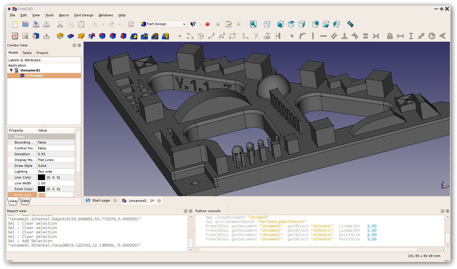 interface du logiciel Freecad