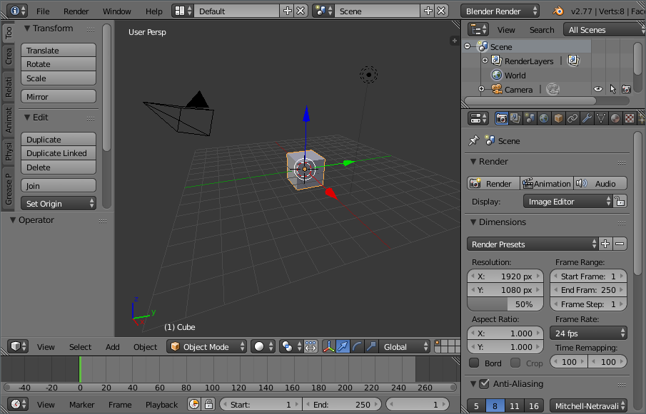 l'interface de blender pour modéliser en 3D